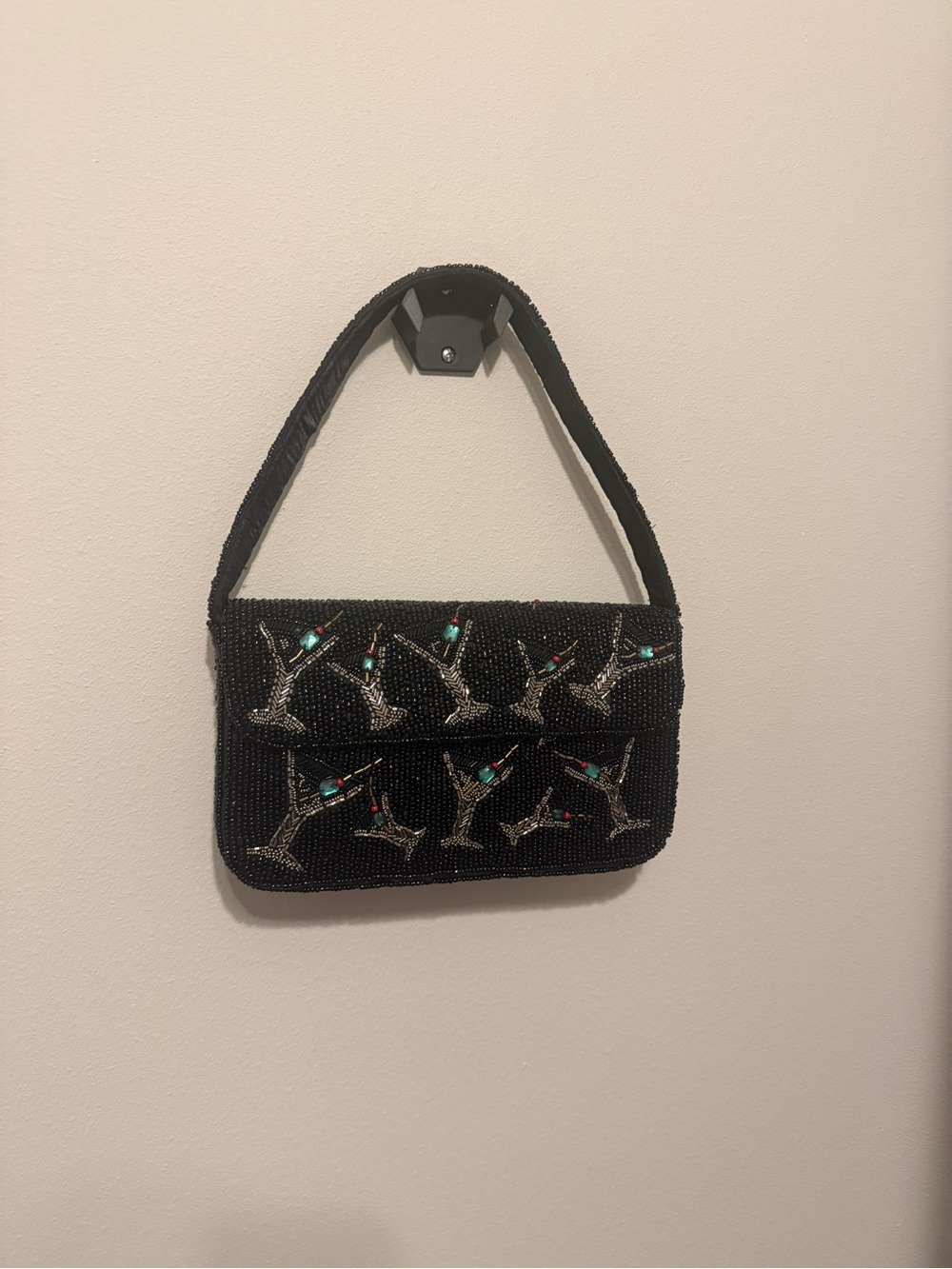 Black Beaded Bag Cocktail Martini  Shoulder Bag